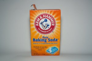 Box of Baking Soda on White Background
