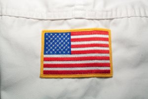 American Flag on White Taekwondo Uniform