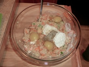 Quinoa Burgers - Quinoa Burgers being mixed together