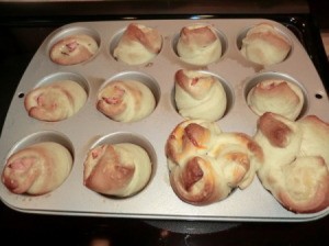 Ham and Cheese Popovers in the pan