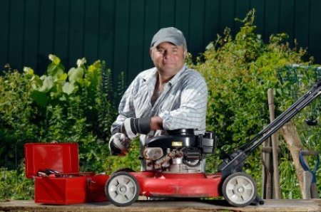 Man and Lawnmower