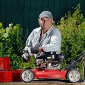Man and Lawnmower
