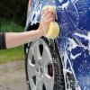 Washing a Blue Car