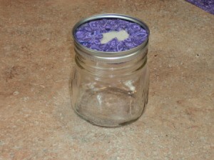 View of underside of lid with fabric glued in place.