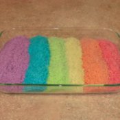 Rainbow Rice in Glass Casserole Pan