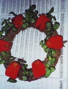 Wooden apple wreath