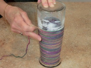 Half way mark on yarn wrapping.