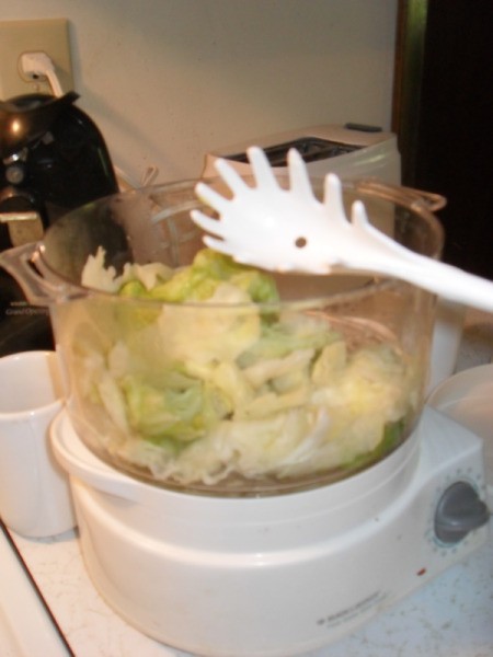 Using a spaghetti server for cooked cabbage