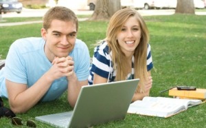 College Students Studying Outside