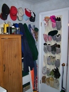 Store Hats And Gloves In Hanging Shoe Organizers