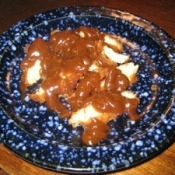 Peanut Chicken on Blue Plate
