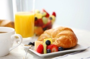 Brunch With Croissant and Fruit