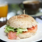 Bagel with smoked salmon.