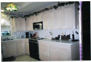 Wall of kitchen cabinets