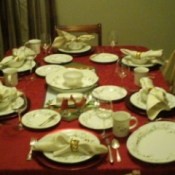 Table set for a holiday meal.