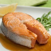 Baked Salmon On White Plate