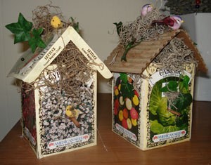 Decorative birdhouses.