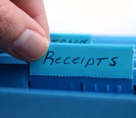 A file folder for tax receipts.