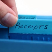 A file folder for tax receipts.
