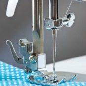 Sewing Machine Sewing Blue Fabric