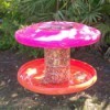 Recycled Frisbee Bird Feeder feeder made from plastic container and two Frisbees
