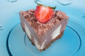 Chocolate Cheesecake on Glass Plate