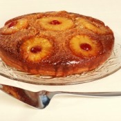Pineapple Upside Down Cake on Glass Plate