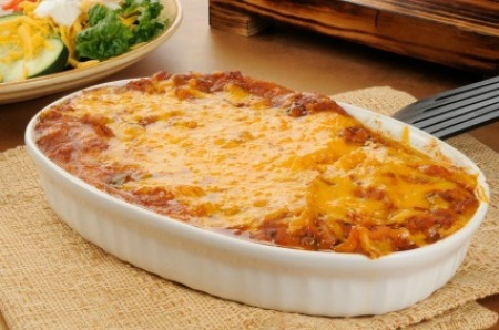 Chicken Enchilada Casserole on Table