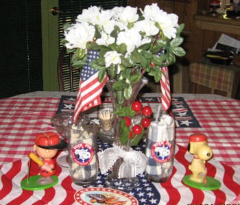 Patriotic Fourth of July centerpiece.