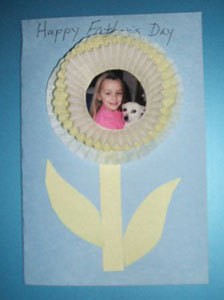 Father's day card with photo inside muffin cup flower.