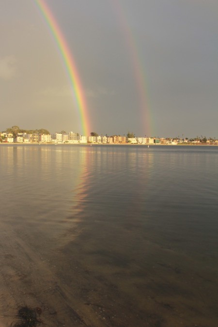 Double rainbows over Mission Bay