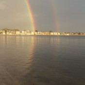 Double rainbows over Mission Bay