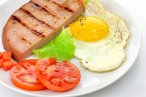 Grilled Ham and Eggs with Tomato