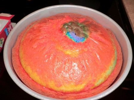 Baked rainbow cake