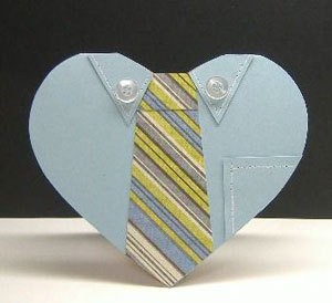 Heart shaped shirt and tie Father's Day card.