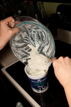 Place Tzatziki in Yogurt Container