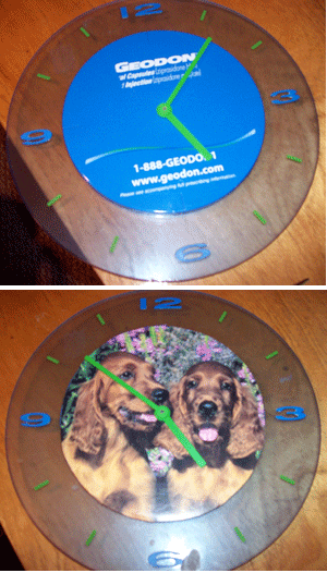 Updated Promotional Clock with Photo of Dogs