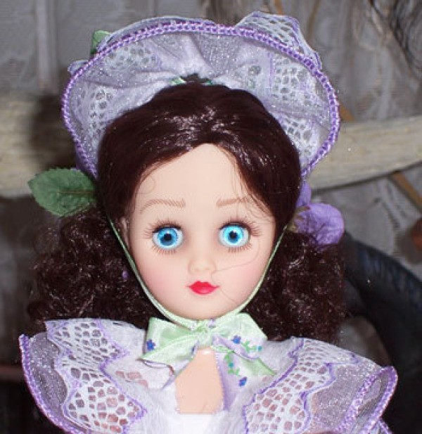 Close up of doll's face.