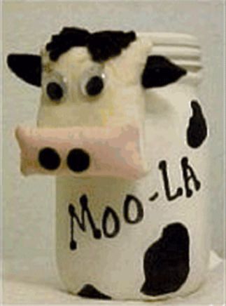 Cow bank from mayonnaise jar.