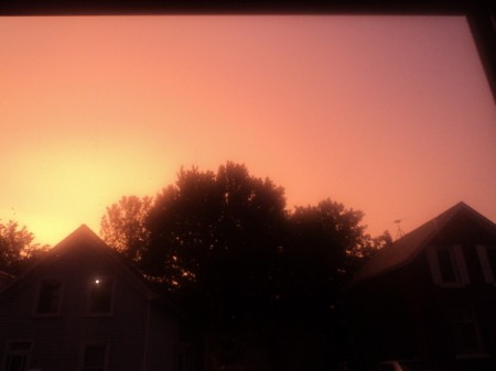 Pinkish sky after a thunder storm.