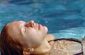 A woman with swimmers ear.