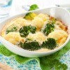 Broccoli Cauliflower Casserole in White Dish