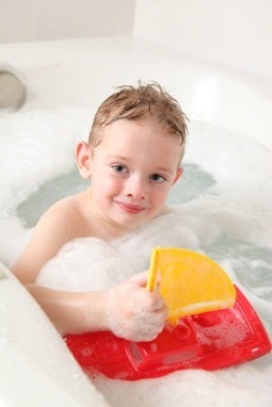 Boy Taking Bubble Bath