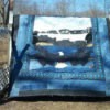 Quilt made from recycled jeans.