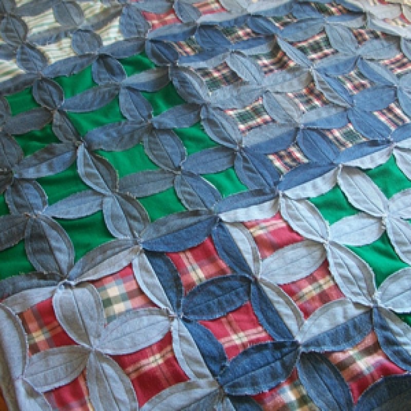 Recycled Denim And Flannel Window Quilt | ThriftyFun