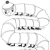 Line drawing of a segmented worm wearing a cap.