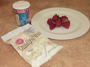 Ingredients for dipped strawberries.