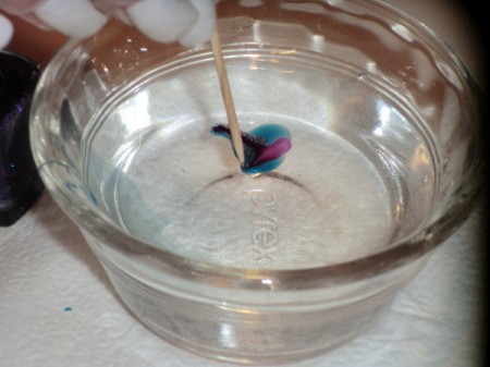 swirling colors with toothpick