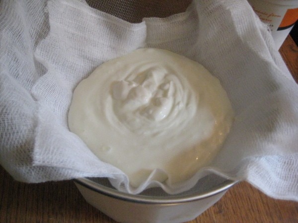 Straining Yogurt Through Cheesecloth