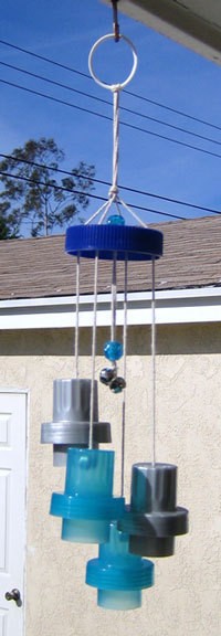 Wind clackers made from recycled materials.